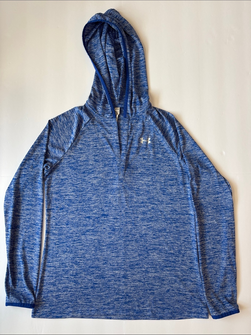 Under Armour Blue Heathered Pullover Hooded Performance Top